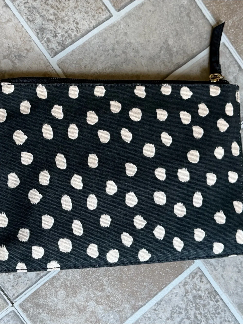 kate spade Black & White Polka Dot Zip Cosmetic Pouch